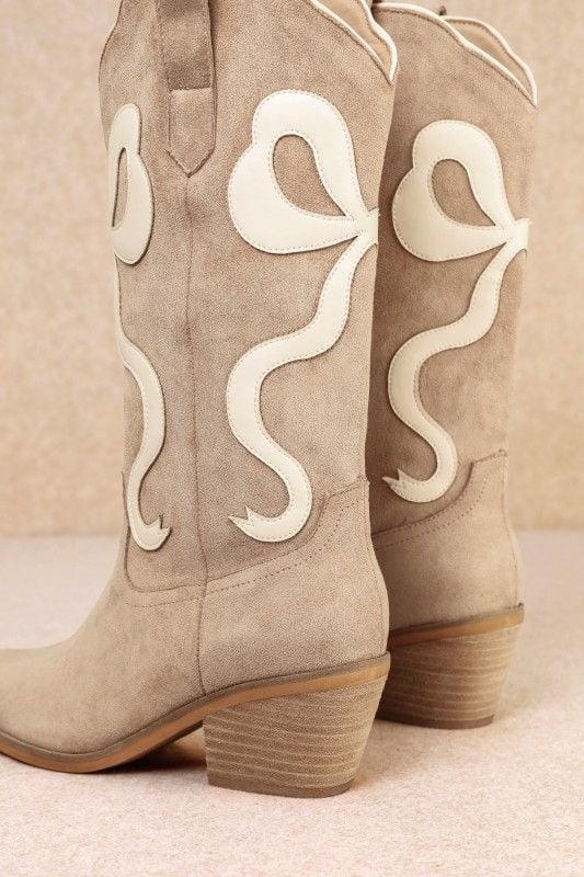 Bowie Cowboy Beige Knee High Western Boots Womens New 7