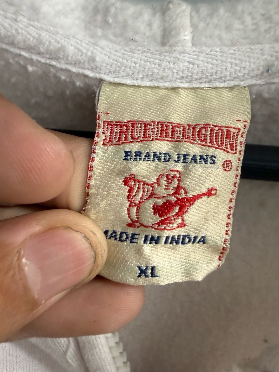 True Religion White Zip-Up Hoodie with Horseshoe Logo Size XL 3