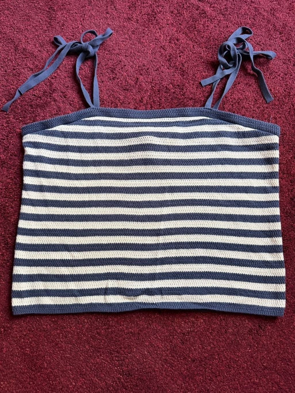 Universal Thread Women's Navy and White Striped Crocheted Tube Top Size XL 2