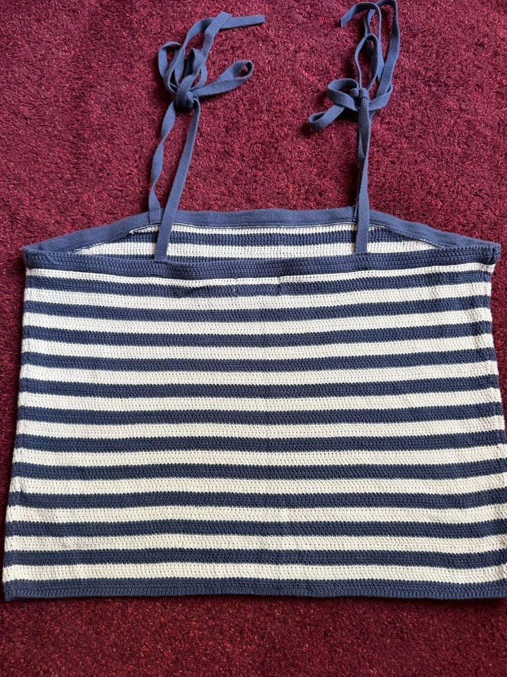 Universal Thread Women's Navy and White Striped Crocheted Tube Top Size XL 3