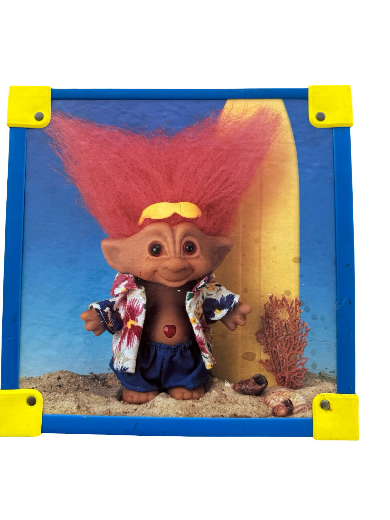 Vintage 1992 Ace Novelty Treasure Trolls Wooden Storage Box Toy Chest Cube 3
