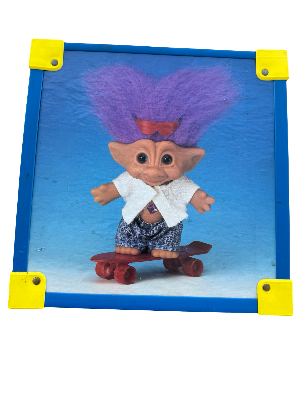 Vintage 1992 Ace Novelty Treasure Trolls Wooden Storage Box Toy Chest Cube 4