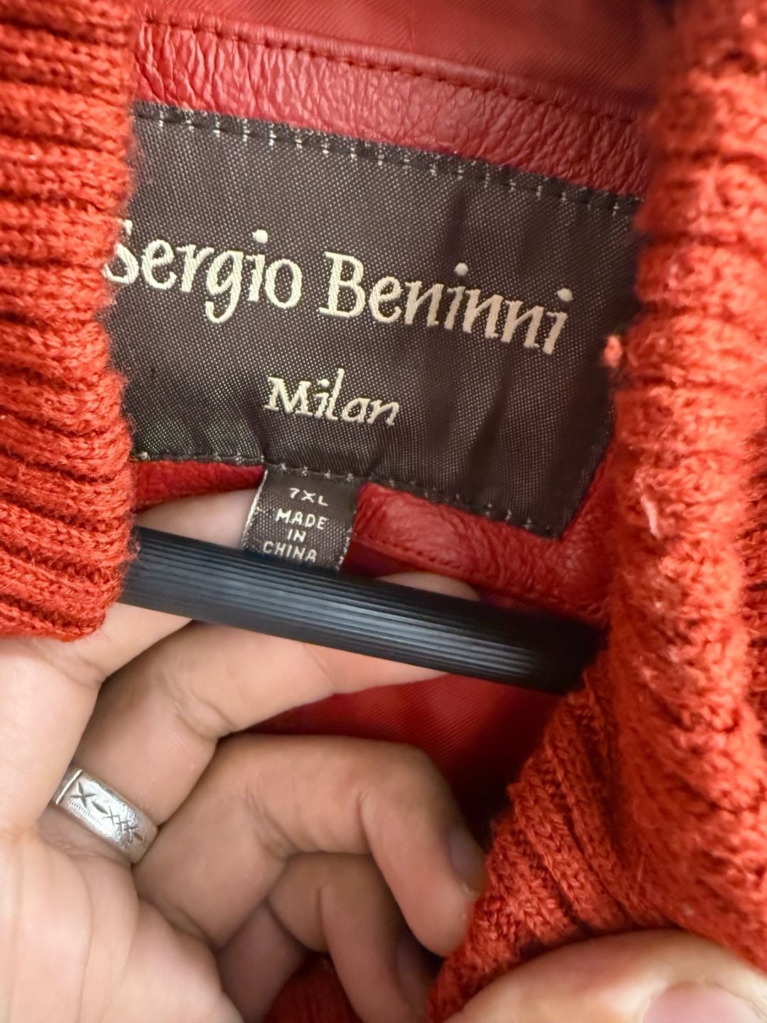 Sergio Beninni Milan Red Genuine Leather Fur Hood Bomber Jacket 7XL 3