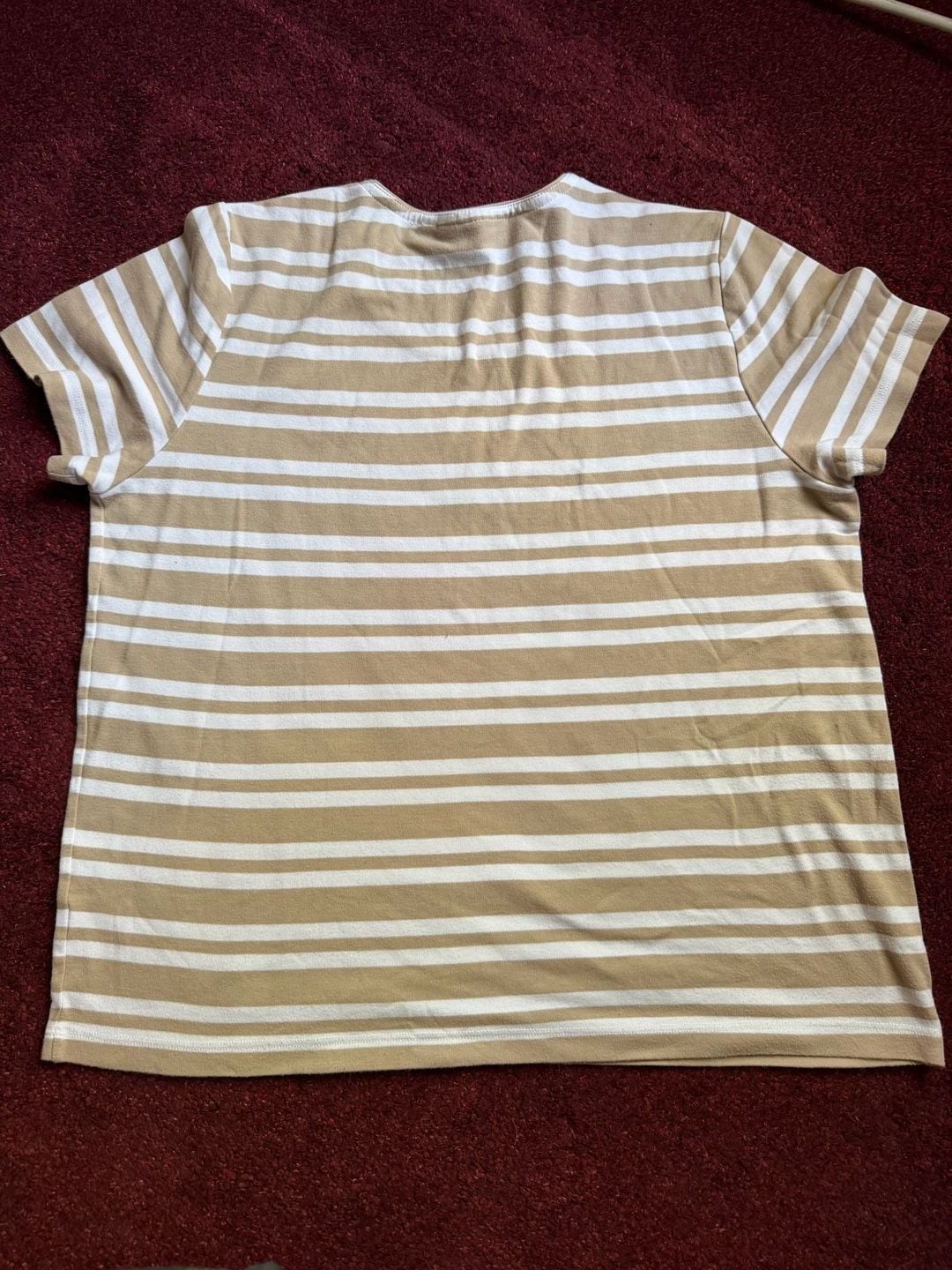 Rebecca Malone Tan and White Striped Short Sleeve T-Shirt 3