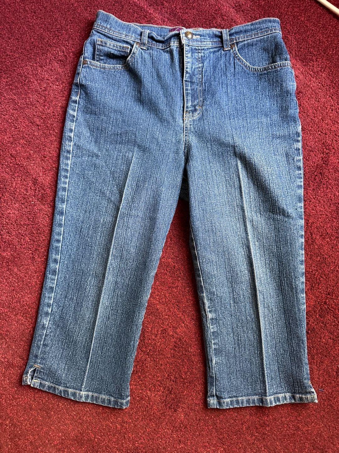 Gloria Vanderbilt Women's Blue Denim Mid Rise Straight Leg Cropped Jeans Size 10 2