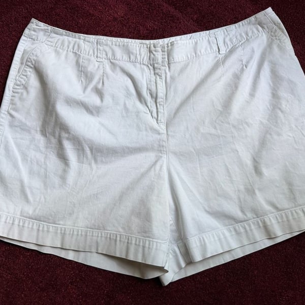Talbots Woman Petites Stretch White Chino Shorts Size 22W