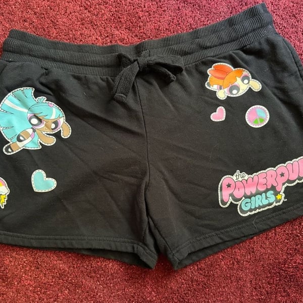 Powerpuff Girls Juniors' Graphic Fleece Shorts, 4” Inseam,