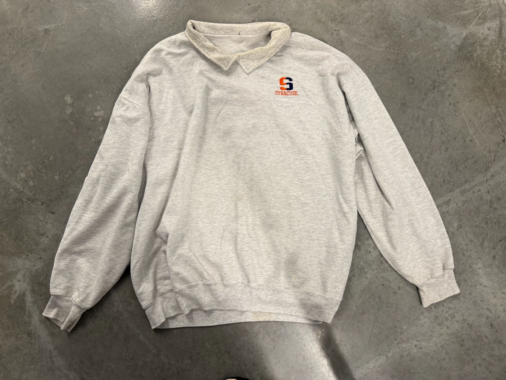 Vintage Syracuse University Collared Sweatshirt Gray Embroidered 2