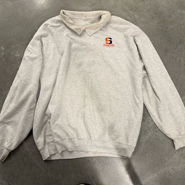 Vintage Syracuse University Collared Sweatshirt Gray Embroidered