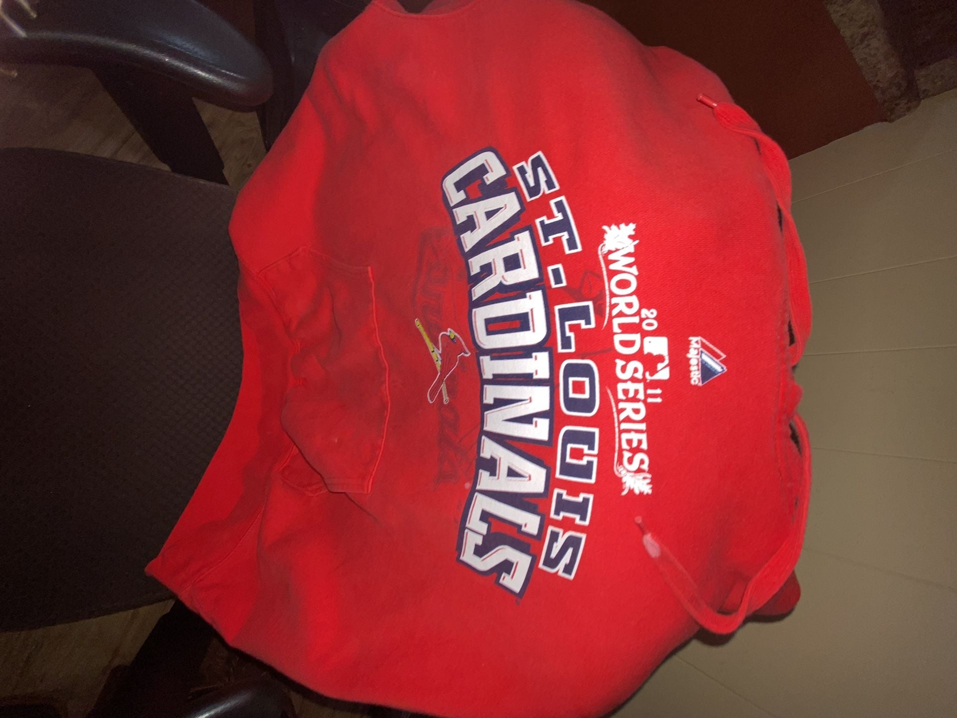 Majestic St. Louis Cardinals 2011 World Series Champions Red Hoodie Sweatshirt 8