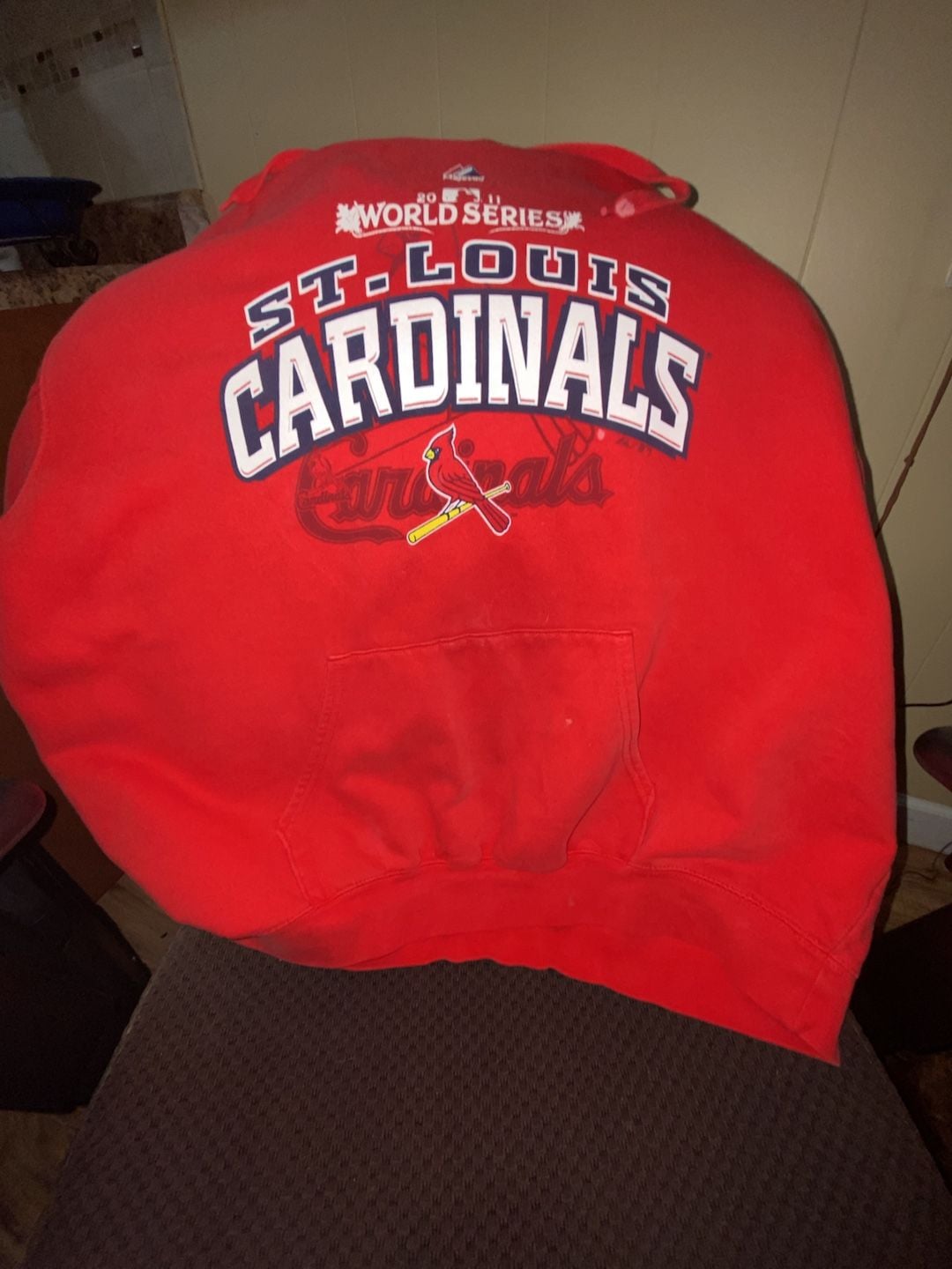 Majestic St. Louis Cardinals 2011 World Series Champions Red Hoodie Sweatshirt 9