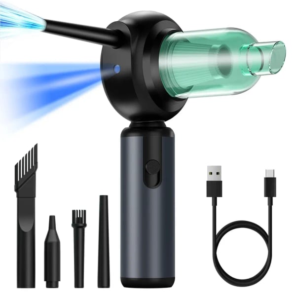 4-in-1 Cordless Handheld Vacuum and Compressed Air Duster with Brushless Motor and Attachments