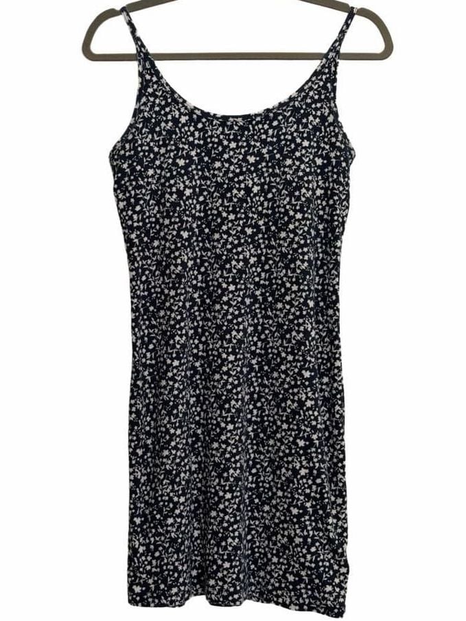 Old Navy Blue Ditsy Floral Fitted Dress Adjustable Spaghetti Strap 2