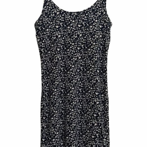 Old Navy Blue Ditsy Floral Fitted Dress Adjustable Spaghetti Strap