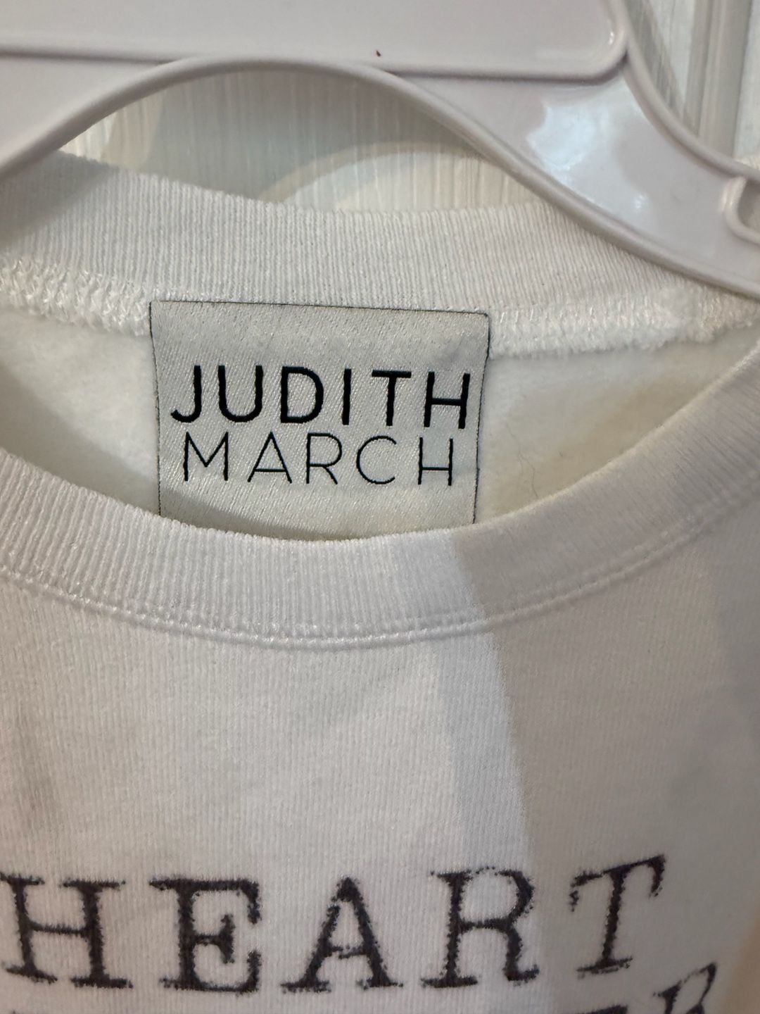 Judith March kids Heart Breaker White Sweatshirt with Chenille Heart Patch 3