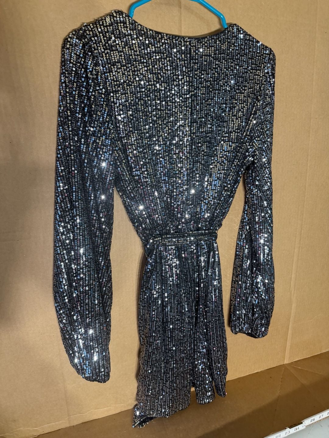 ✨Fiestar V-Neck Long Sleeve ✨ Sequin Wrap dress- Size S 8