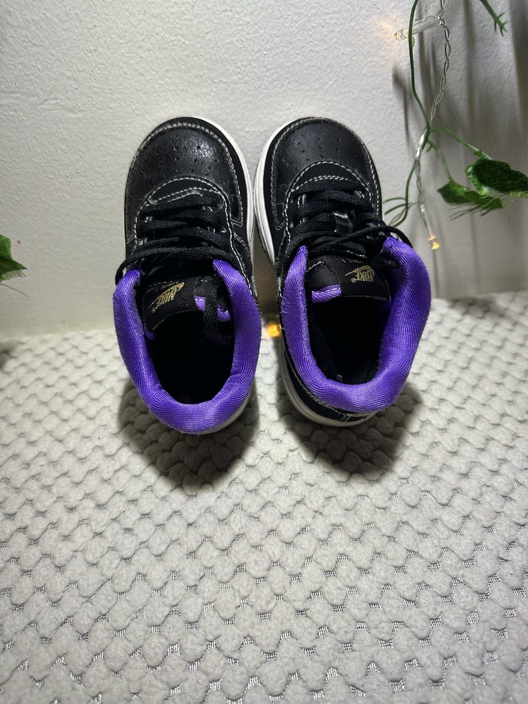 Nike Force 1 TD Black White Purple Toddler Size 8C Sneakers DQ650-001 6