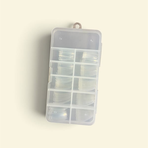 Clear Transparent Half Cover Oval False Nail Art Tips Manicure Tool in Storage Box