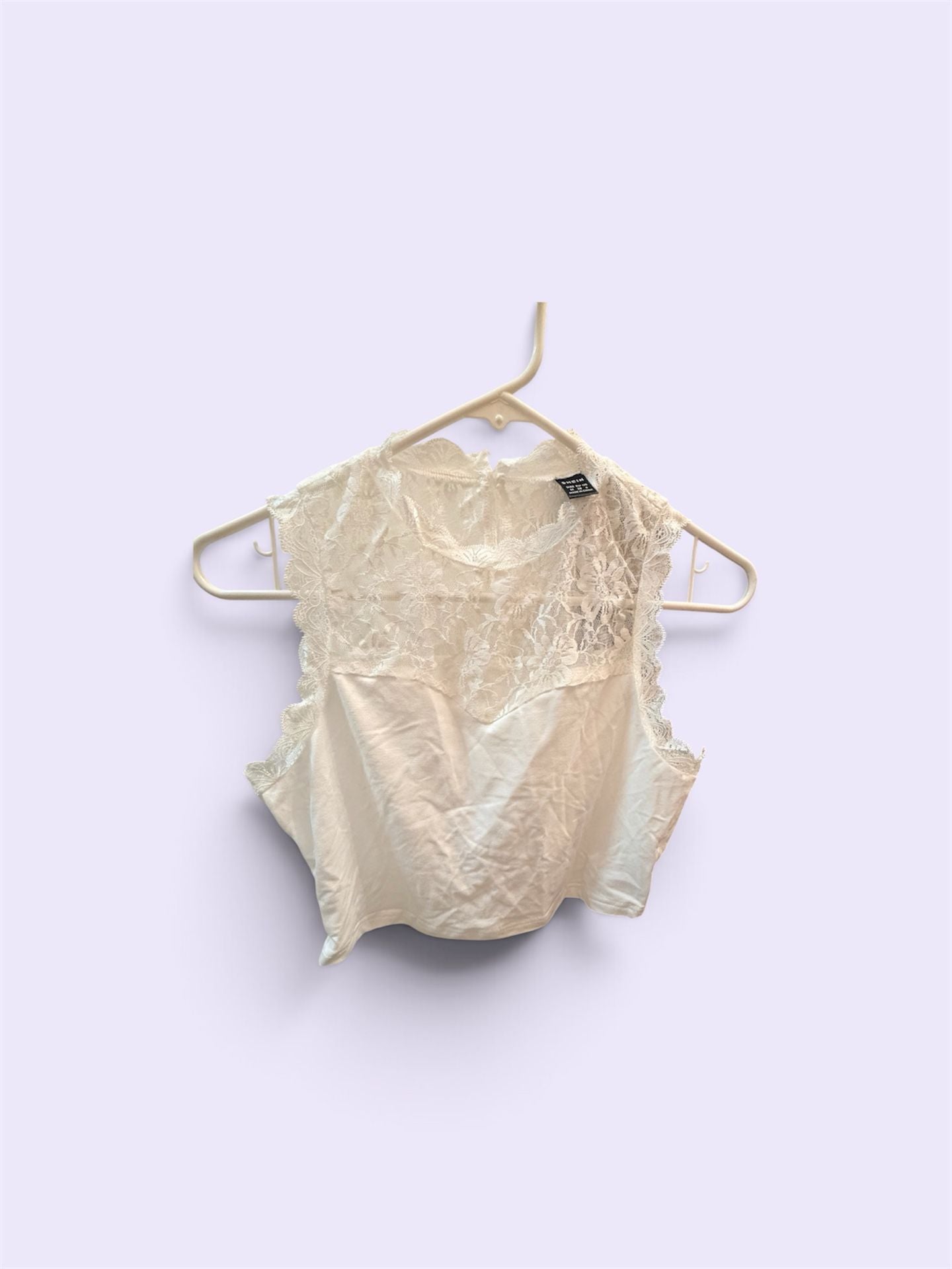 SHEIN White Lace Mock Neck Crop Tank Top 2