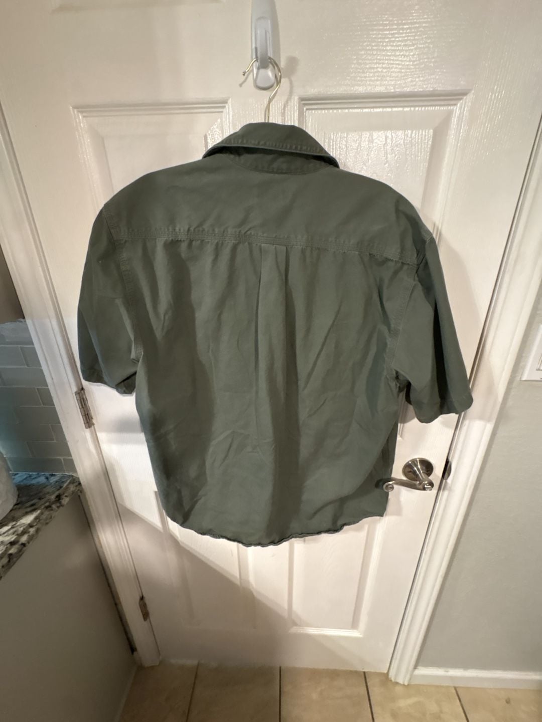 Carhartt Vintage 100% Cotton Short Sleeve Button Up Work Shirt Green Size L 5