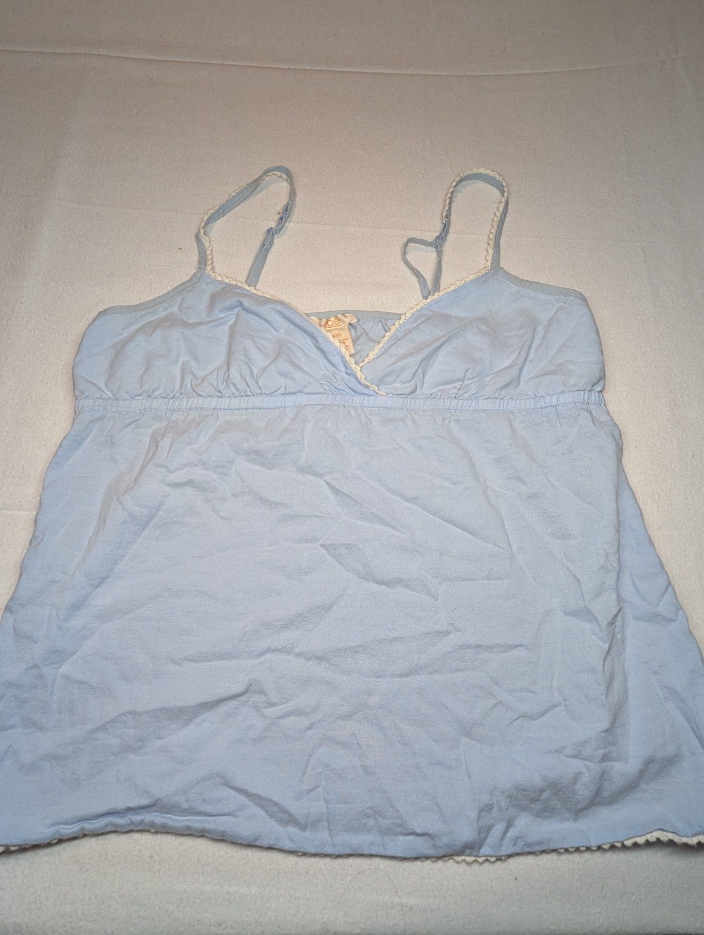 Joe Fresh Light Blue Cotton Babydoll Cami Tank Top with Lace Trim 2