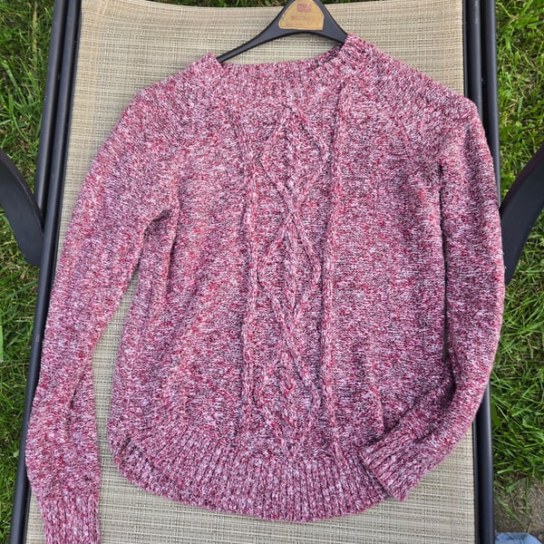SO Perfectly Soft You Marled Red Cable Knit Sweater