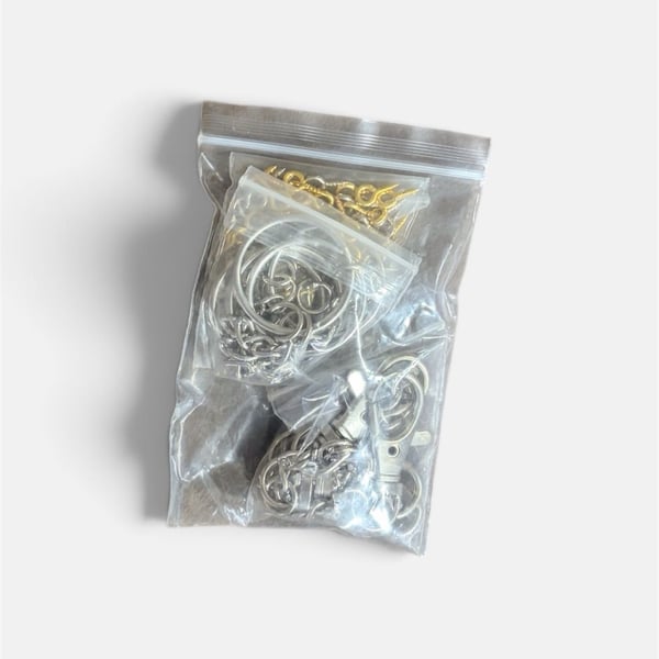 DIY Keychain Craft Supply Assortment with Lobster Claw Clasps, Split Rings, and Screw Eye Pins