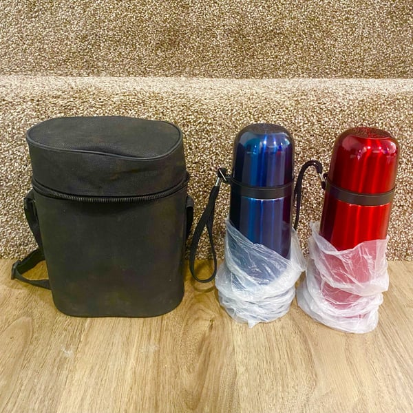 Thermos Travel Bottle Set With Case.
