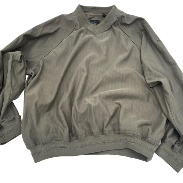 Greg Norman Olive Green V-Neck Windbreaker Golf Pullover Jacket Mens Medium 