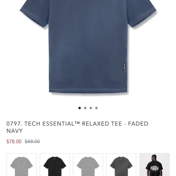 ASRV 0797. Tech Essential Relaxed Tee - Faded Navy