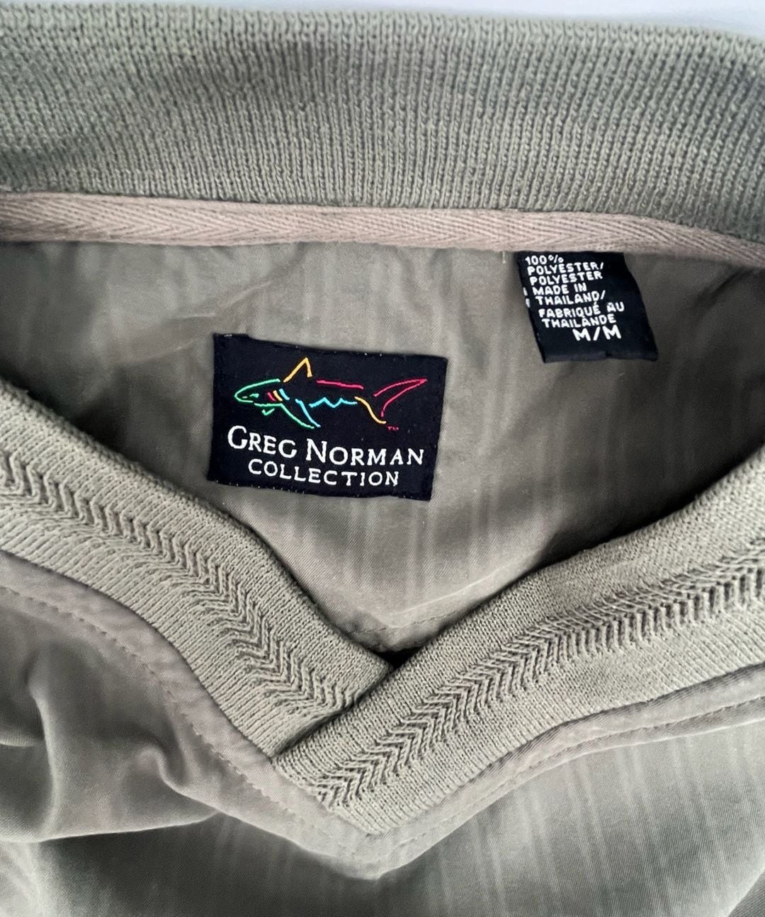 Greg Norman Olive Green V-Neck Windbreaker Golf Pullover Jacket Mens Medium 3