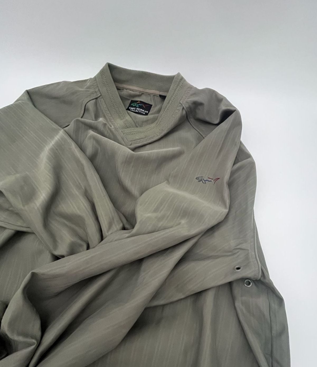 Greg Norman Olive Green V-Neck Windbreaker Golf Pullover Jacket Mens Medium 4