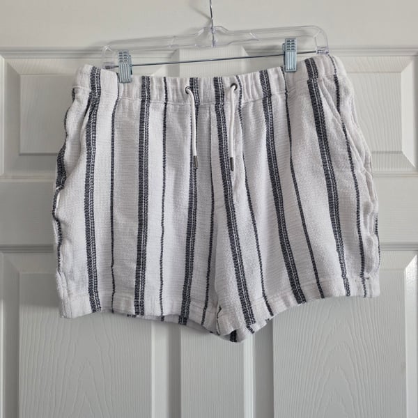 AE American Eagle Striped Textured Drawstring Shorts Size M Coastal Lounge