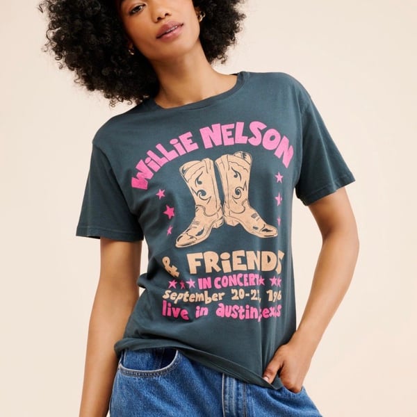 Willie Nelson & Friends 1976 Concert T-Shirt Leftluv in Collaboration with Anthropologie