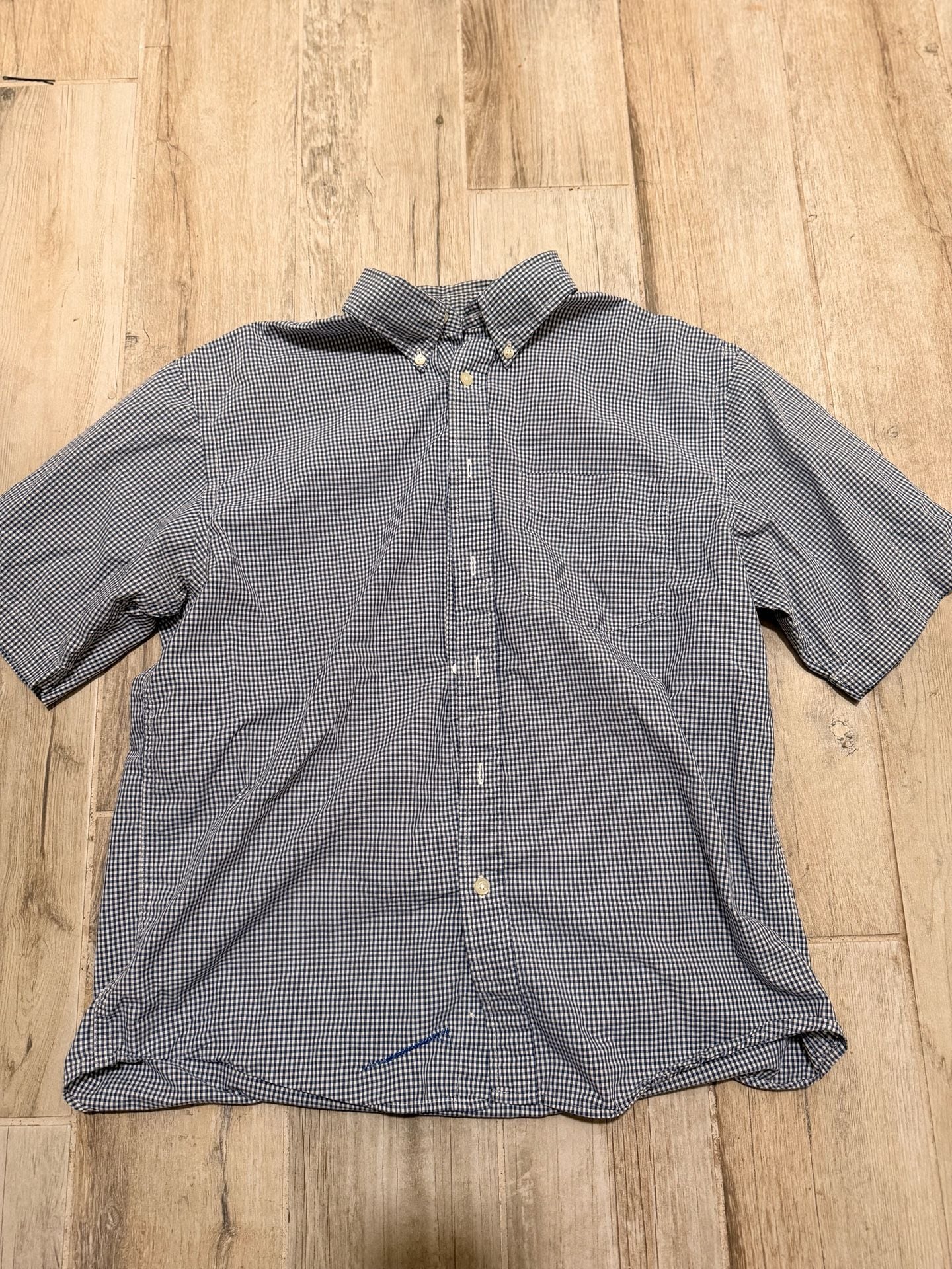 Gap Blue and White Gingham Short Sleeve Button Down Shirt Size Medium 2
