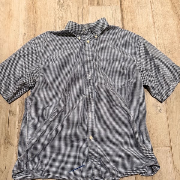 Gap Blue and White Gingham Short Sleeve Button Down Shirt Size Medium