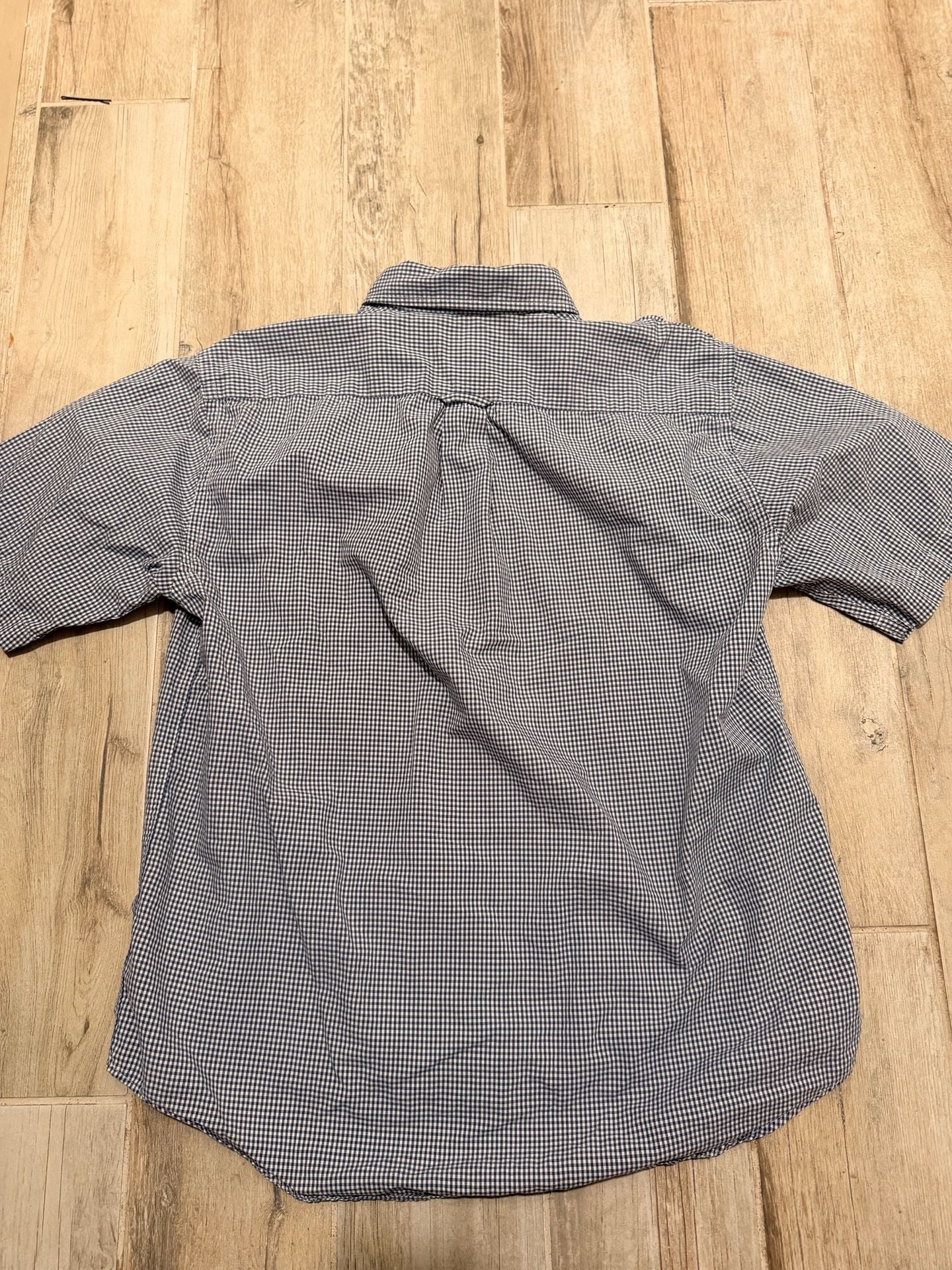 Gap Blue and White Gingham Short Sleeve Button Down Shirt Size Medium 4