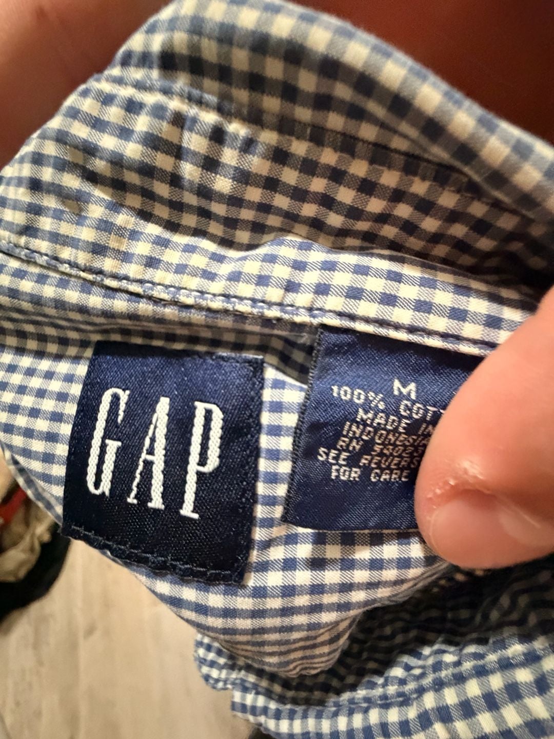 Gap Blue and White Gingham Short Sleeve Button Down Shirt Size Medium 5