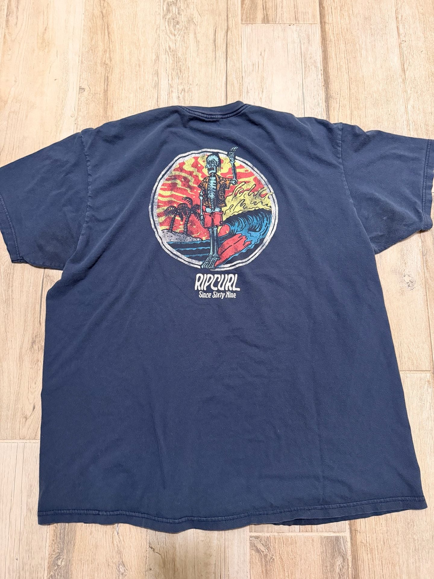 Rip Curl Since Sixty Nine Skeleton Surfer Graphic T-Shirt Navy Blue 3