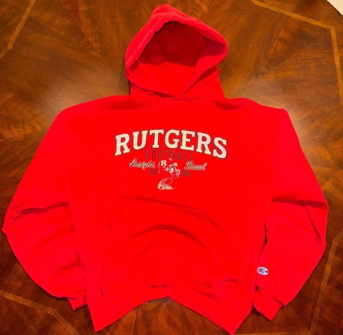Champion Rutgers Scarlet Knights Football Insight Bowl 2005 Red Hoodie XL 3