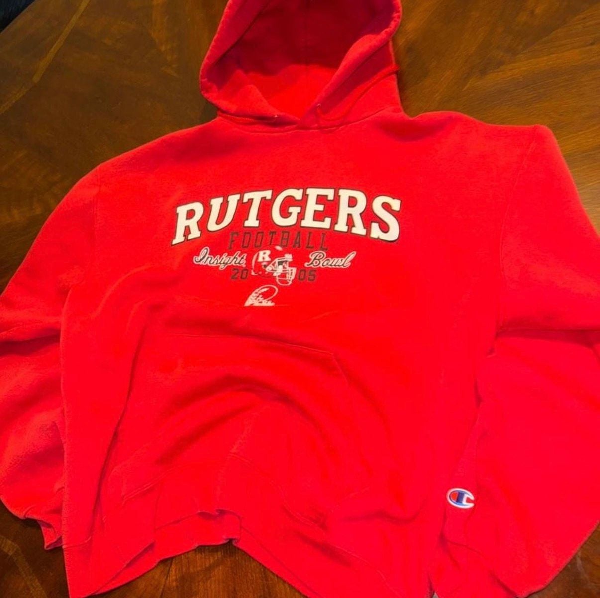 Champion Rutgers Scarlet Knights Football Insight Bowl 2005 Red Hoodie XL 2