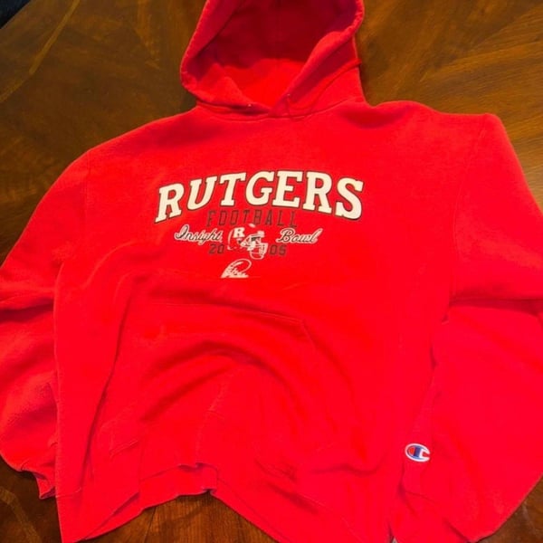 Champion Rutgers Scarlet Knights Football Insight Bowl 2005 Red Hoodie XL