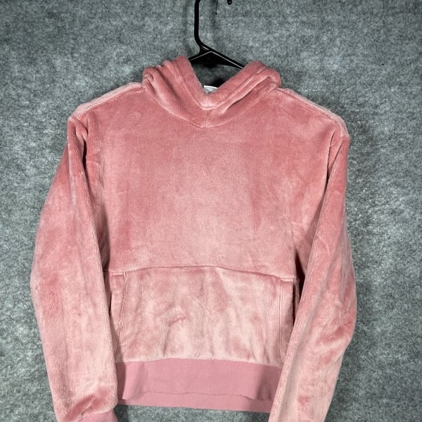 Athleta Girl Pink Plush Fleece Hoodie With Thumbholes Size M 8-10