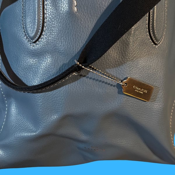 Coach Derby Tote Bag Light Mist Blue Leather