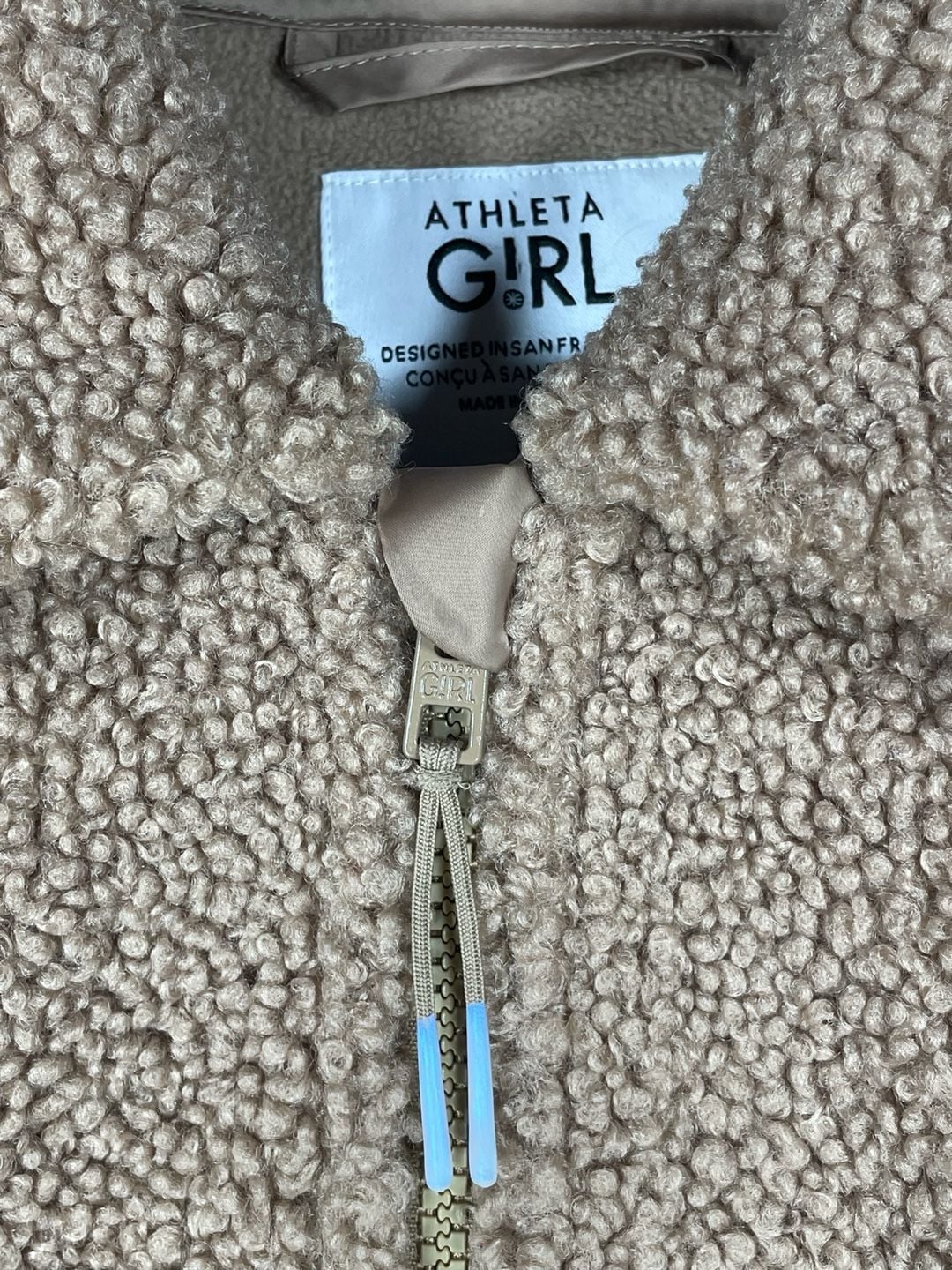 Athleta Girl Teddy Fleece Full Zip  Cozy Sherpa Jacket Size S/7 9