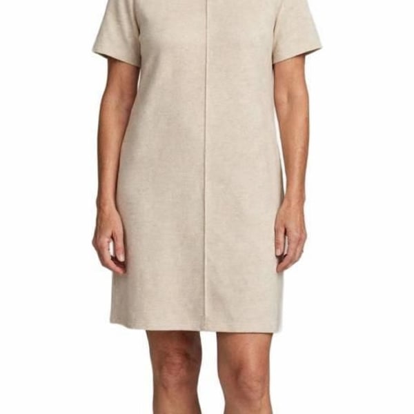 Steve Madden Women's Short Sleeve Ribbed Crew Neck Sweater Dress in Beige