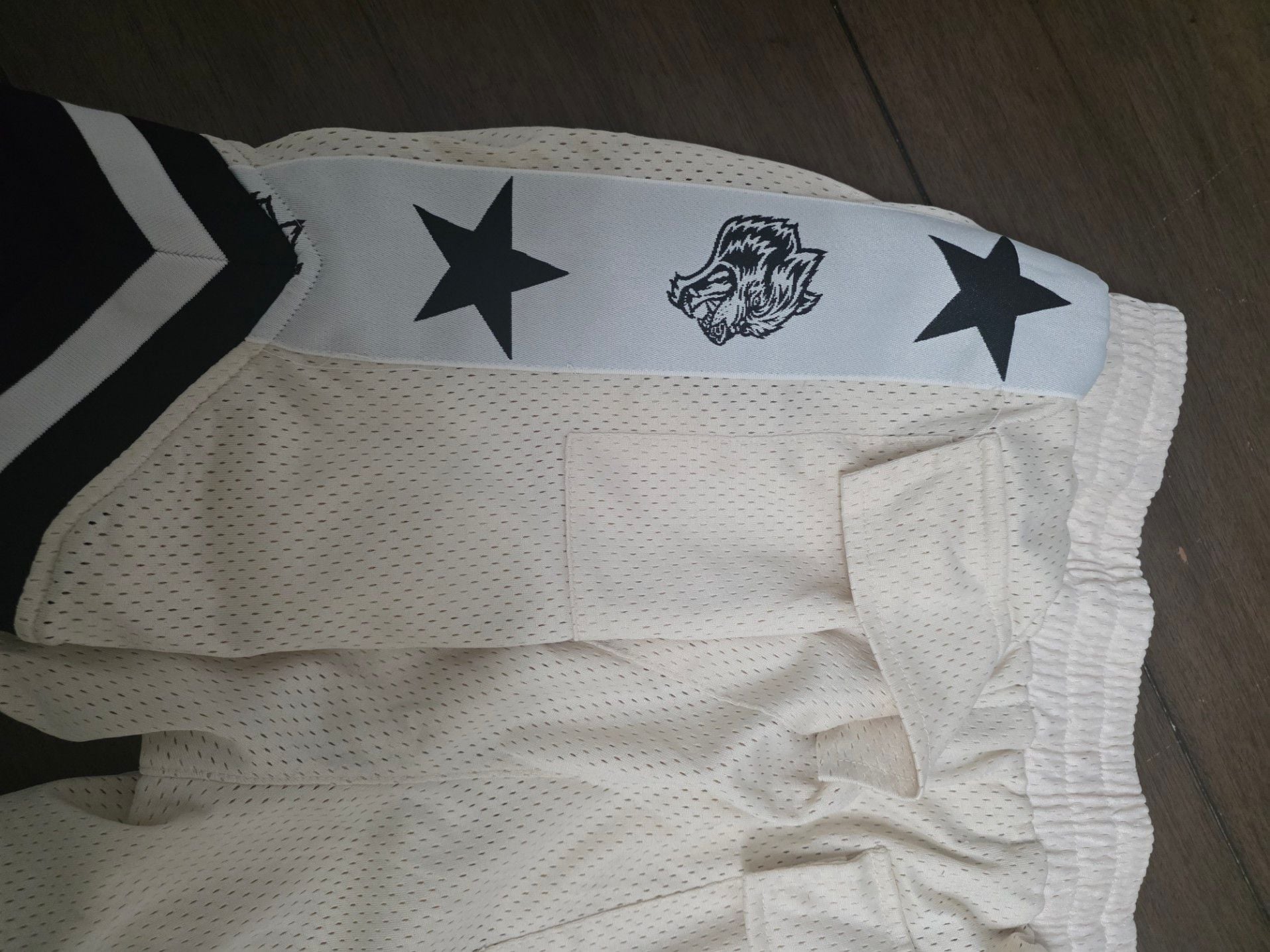 Darc Sport Mesh Court Shorts White with Stars and Wolf Logo Size M 7