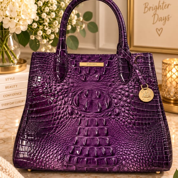 Brahmin Caroline Satchel Ultraviolet Ombre Melbourne Genuine Leather