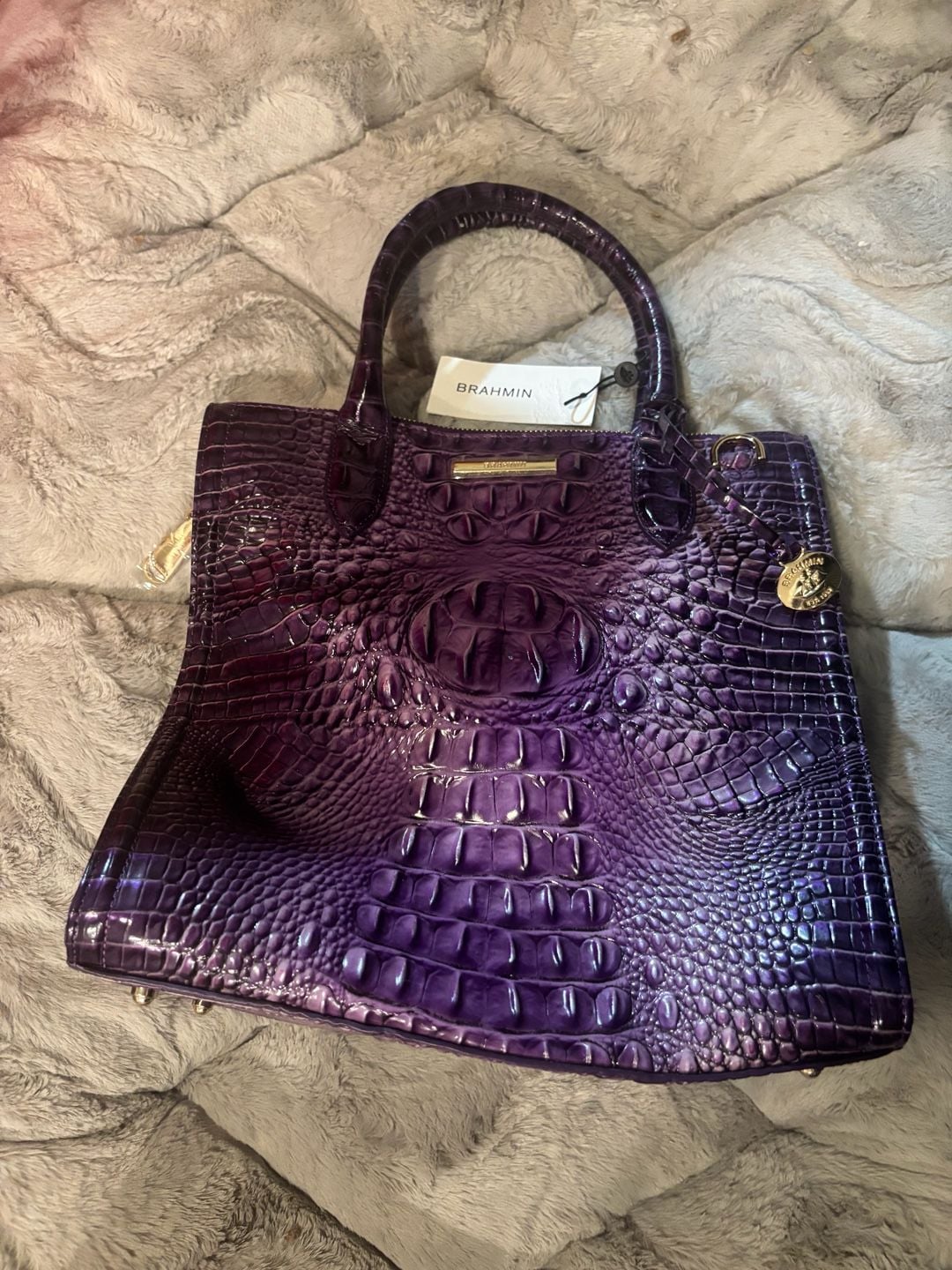 Brahmin Caroline Satchel Ultraviolet Ombre Melbourne Genuine Leather 3