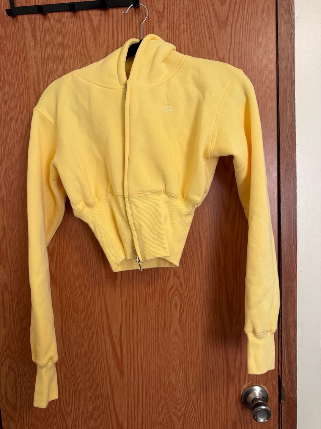 FDR-KJ Yellow Cropped Full Zip Hoodie Sweatshirt Style 6HR21208 Size Small 2